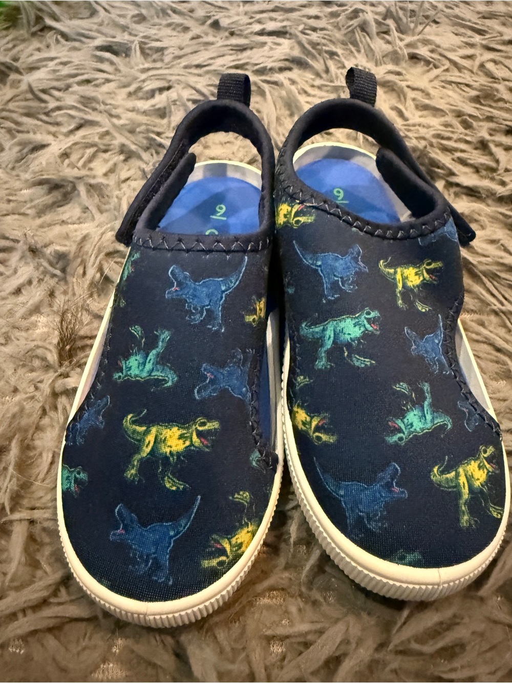 Carter's Navy Slip-On Sandals with Multicolor Dino Print